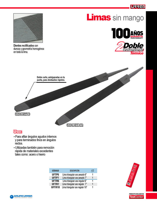 Lima triangular 7" Urrea