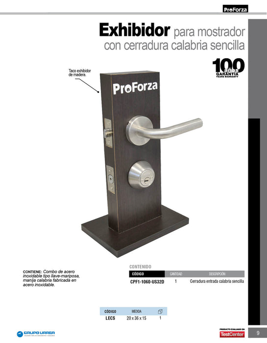 Exhibidor para mostrador con cerradura calabria sencilla Lock