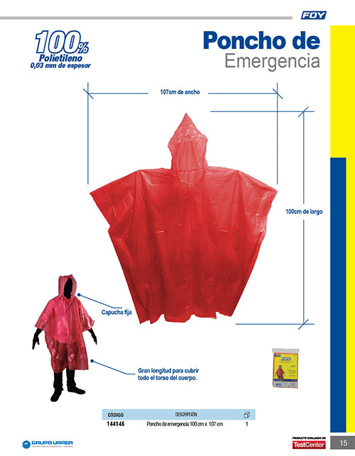 Poncho impermeable para emergencias unitalla Foy