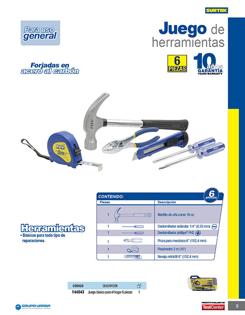 Juego combinado de herramienta, 6 piezas Foy