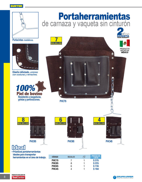Portaherramientas de carnaza, 4 bolsillos Surtek