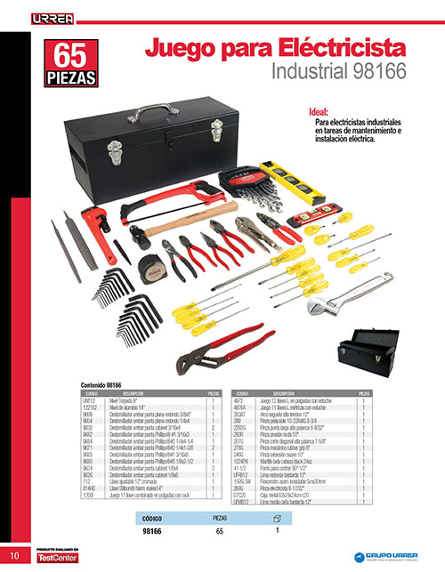 Juego básico industrial para eléctrico en pulgadas 65 piezas, con caja D7C20 Urrea