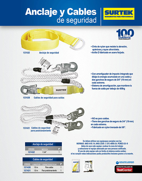 Anclaje de seguridad de punto fijo con argolla Surtek