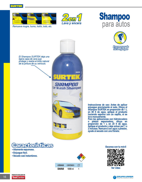 Shampoo para auto 1 Lt Surtek