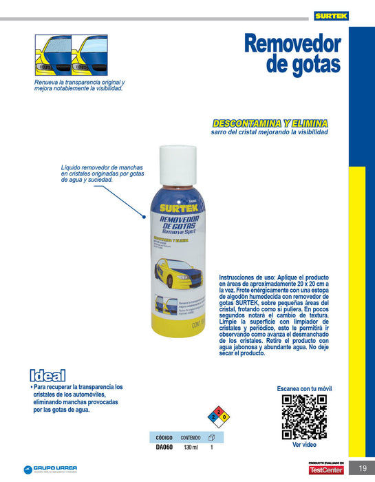 Removedor de gotas 130 ml Surtek