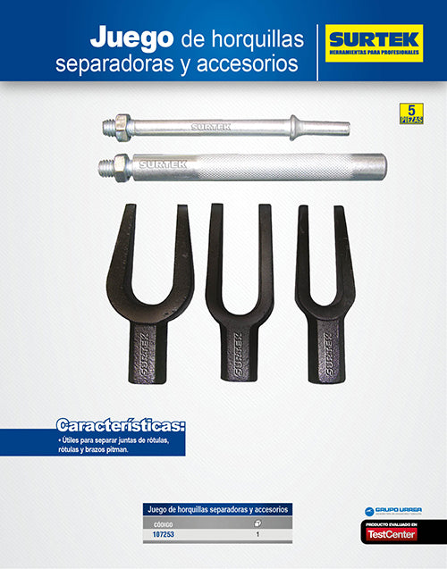 Juego de horquillas, separadores y accesorios, 5 piezas Surtek