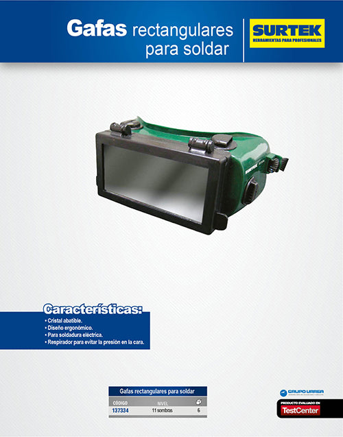 Gafas para soldar de 11 sombras con cristal abatible para soldadura eléctrica Surtek