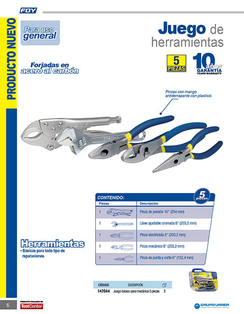 Juego combinado de herramienta para mecánico, 5 piezas Foy