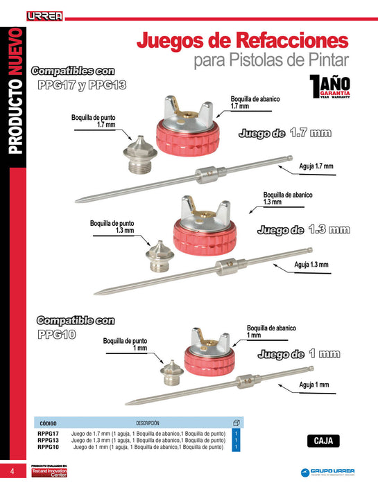 Repuestos de pistola para pintar PPG13, 36 PSI Urrea