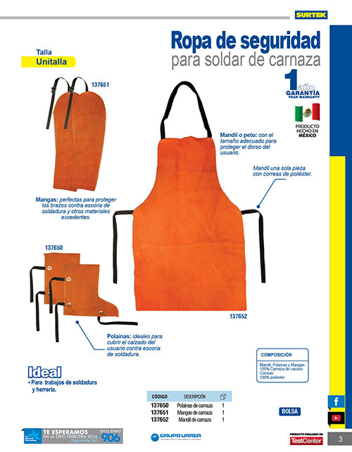 Mangas de carnaza para soldar, 57 cm Surtek