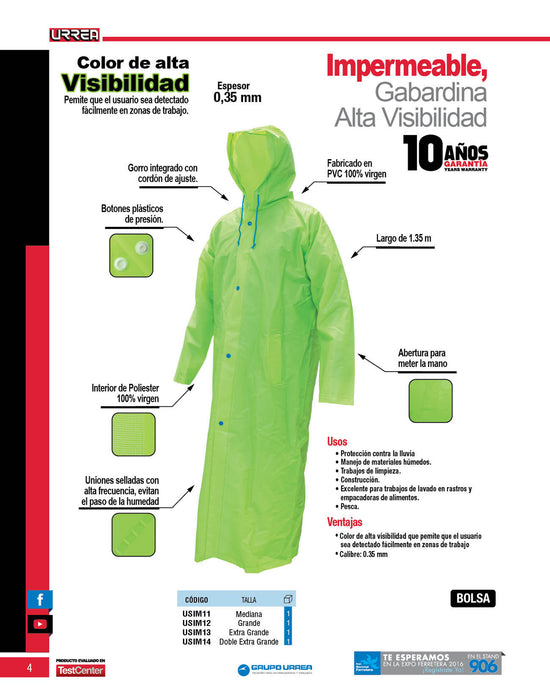 Gabardina impermeable de alta visibilidad EG Urrea