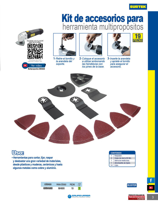 Juego combinado de herramienta multipropósitos, 19 piezas Surtek