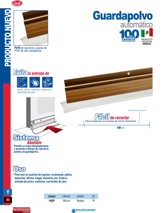 Guardapolvo automático acabado bronce 100 cm Lock