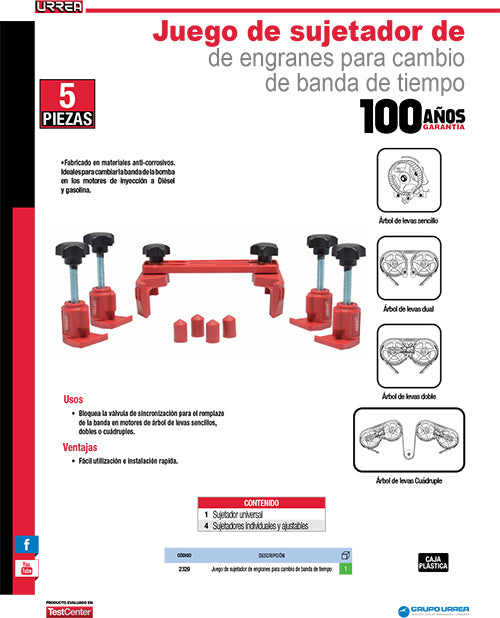 Juego de seguridad para cadena de tiempo, 5 piezas Urrea