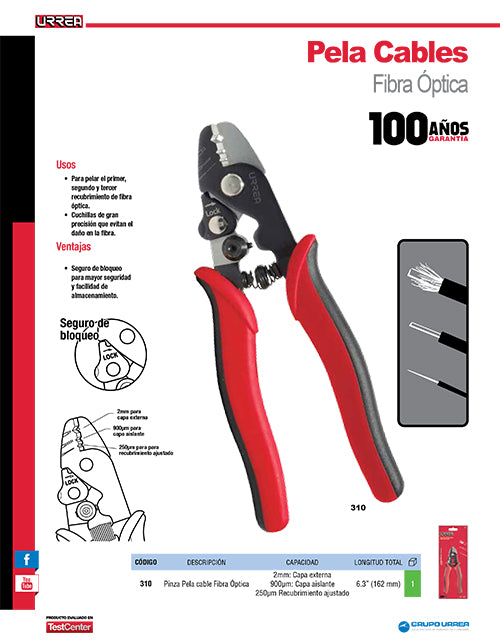 Pinza pelacables para fibra óptica Urrea