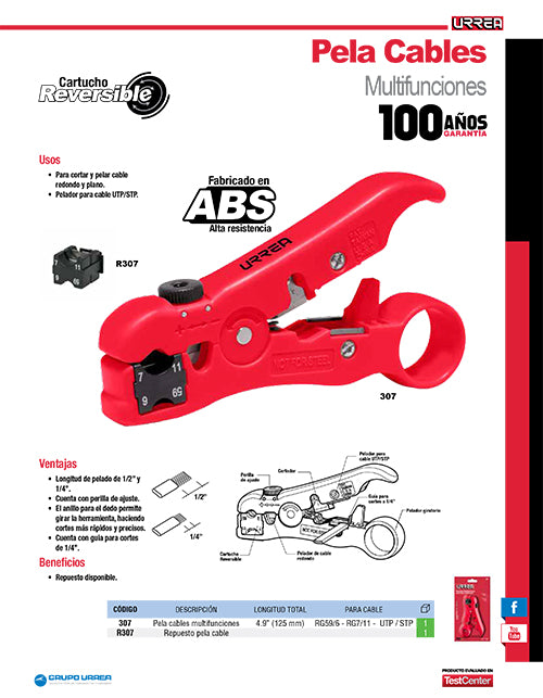 Pinza multifunciones para cable UTP/STP y cable coaxial Urrea