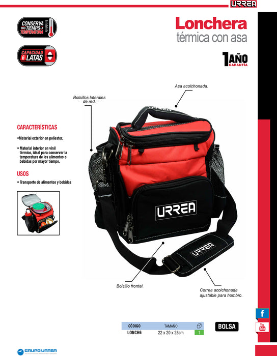 Lonchera térmica con asa ajustable y hombrera Urrea