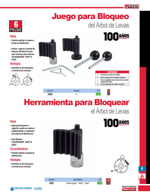 Juego para bloqueo de árbol de levas para motores, 6 piezas Urrea