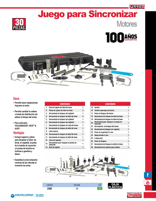 Juego para sincronizar motores, 30 piezas Urrea