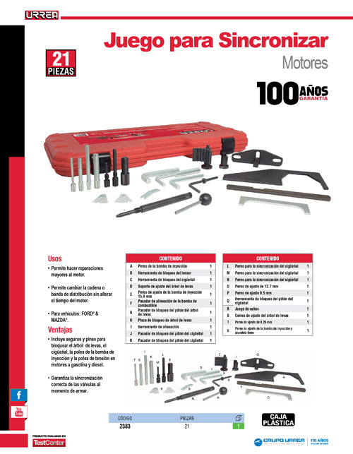 Juego para sincronizar motores, 21 piezas Urrea