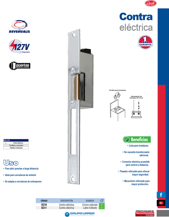 Contra eléctrica con bobina, latón brillante, en caja Lock