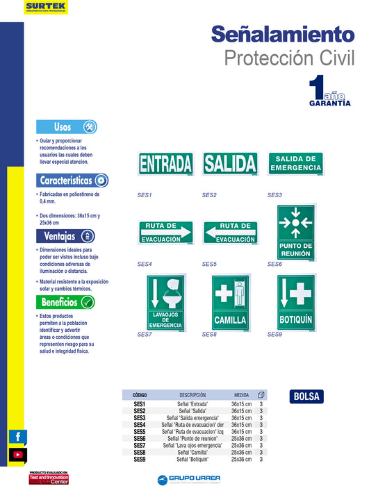 Señal "Lava ojos de emergencia" Surtek