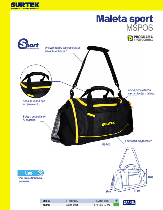 Maleta Sport con correa ajustable 57 x 33 x 27 cm Surtek