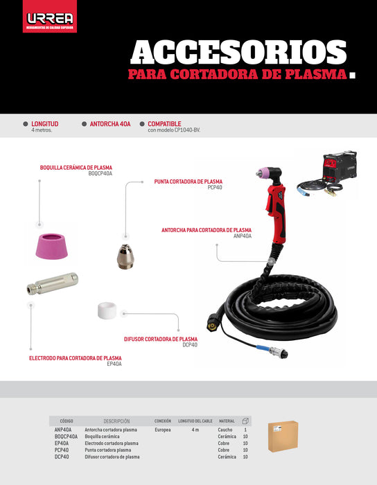 Electrodo para cortadora de plasma CP1040-BV Urrea