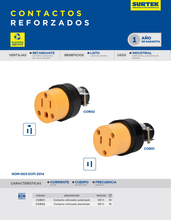 Contacto reforzado polarizado, color amarillo Surtek