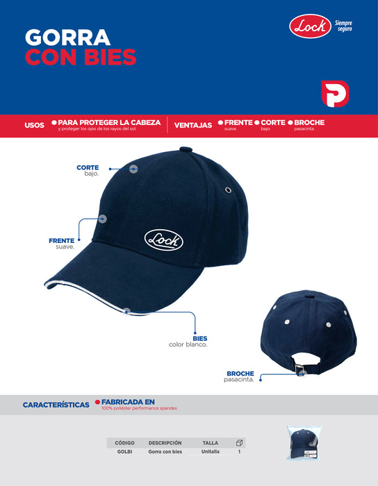 Gorra con bies color azul Lock