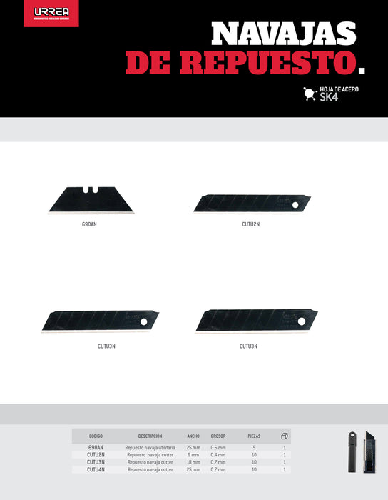 Repuesto de navajas para 690A, 5 piezas Urrea
