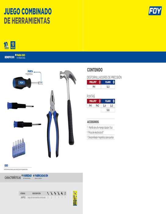 Juego combinado de herramienta, 10 piezas Foy