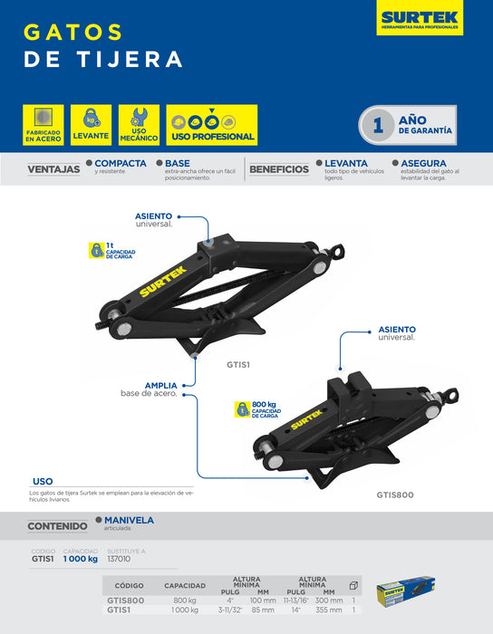 Gato de tijera, 1 ton Surtek