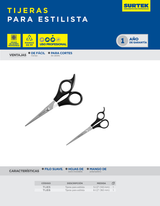 Tijeras para estilista 6-1/2" Surtek