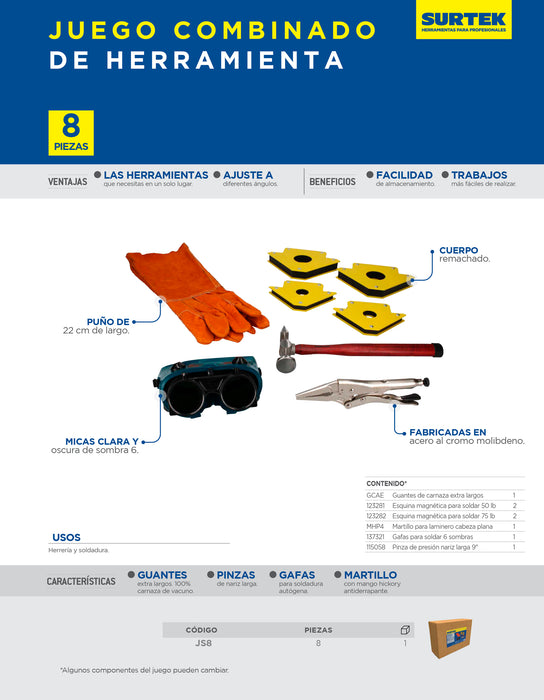Juego combinado de herramienta para soldar, 8 piezas Surtek