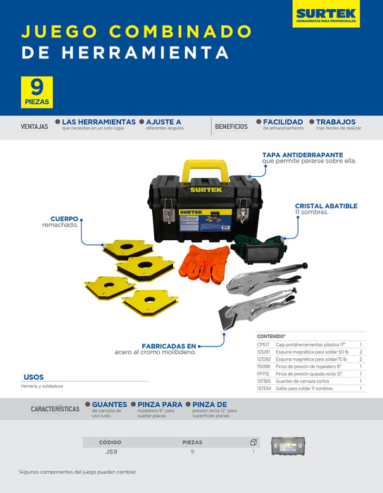 Juego combinado de herramienta para soldar, 9 piezas Surtek