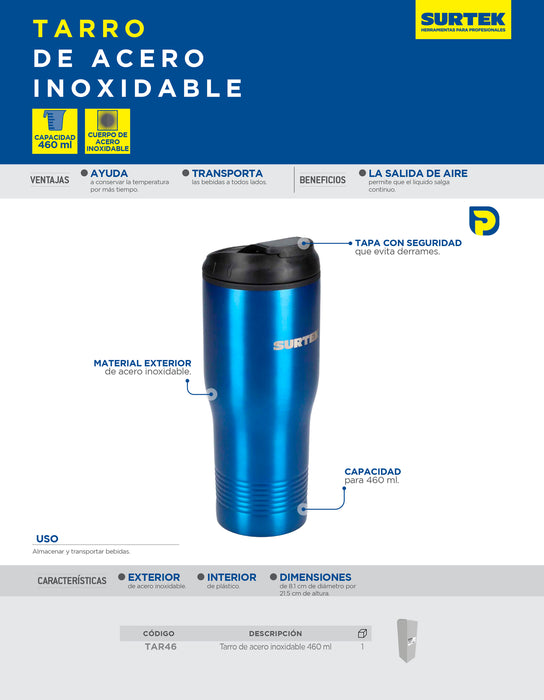 Tarro térmico de acero inoxidable de 460 ml Surtek