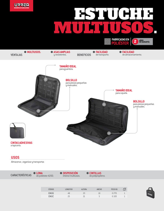 Estuche multiusos de lona 48 cm x 23 cm x 10 cm Urrea