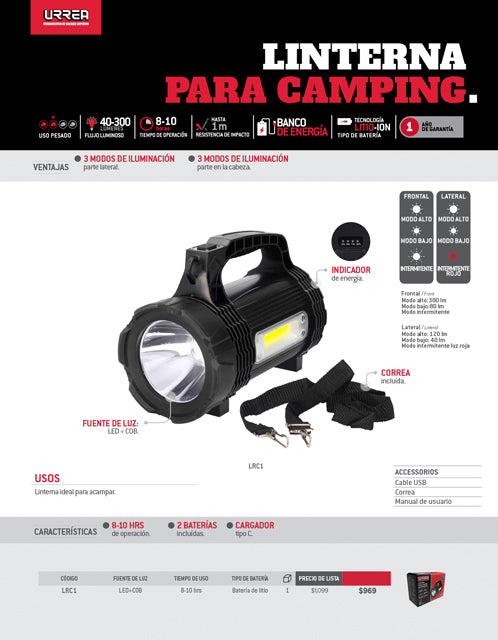 Linterna de LED / COB para campamento de 40 - 300 lm Urrea