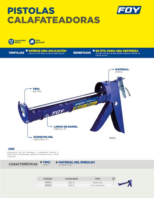 Pistola calafateadora con cremallera Foy