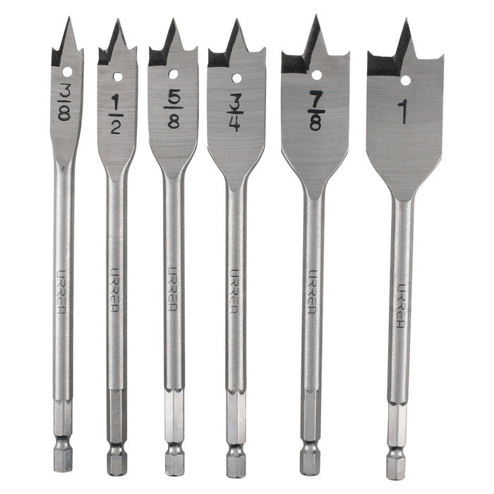 Juego de brocas para madera de acero al carbono tipo manita, 6 piezas Urrea