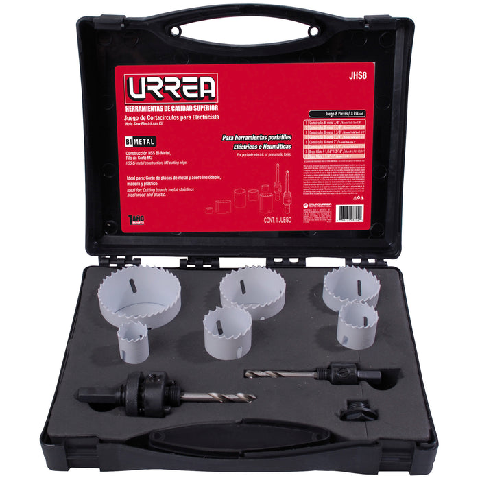 Juego de cortacírculos bimetálicos, 8 piezas Urrea
