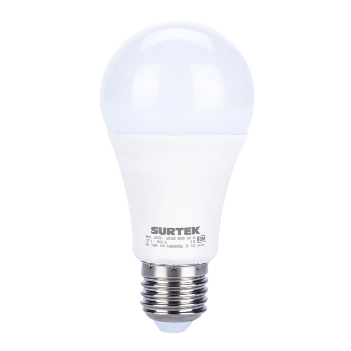 Lámpara de LED tipo bulbo A19, 9 W luz de día con sensor crepuscular Surtek