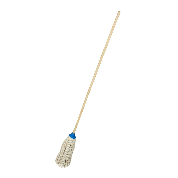 Trapeador de pabilo de algodón con bastón de madera 120 cm, 300 gr Foy