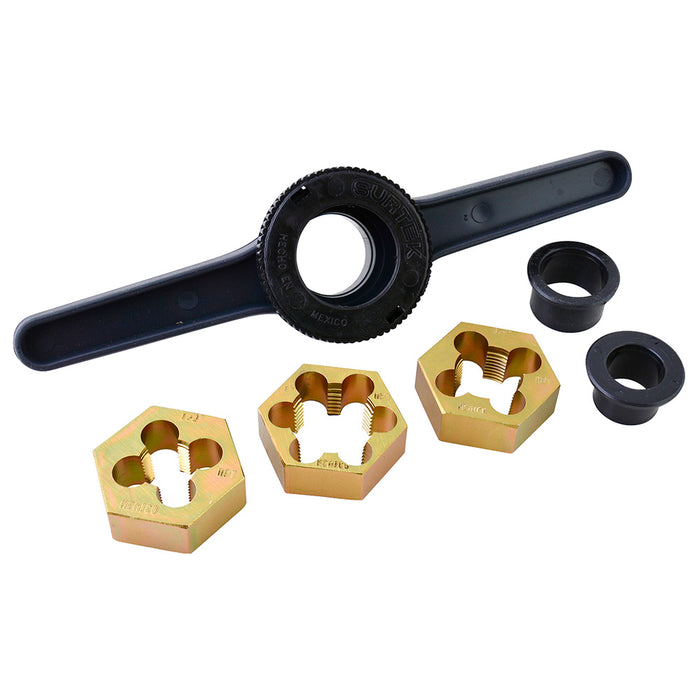 Juego de tarraja para tubo de PVC de 1/2" a 1" NPT,  6 piezas Surtek